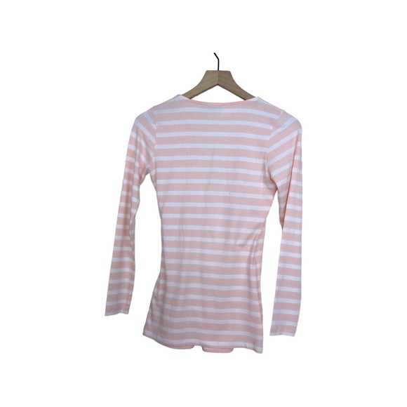 ASOS Design Maternity.   Pink White Strip Faux Wrap Long Sleeves Blouse 6 - Picture 2 of 4